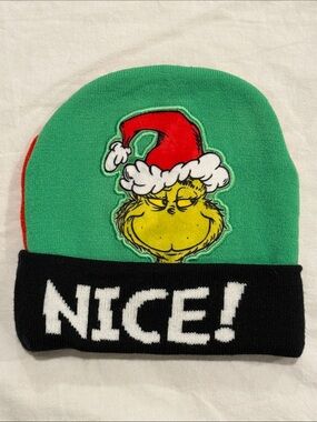 Unisex Dr. Seuss Grinch "Naughty or Nice" Reversible Cuff Beanie Hat - OS